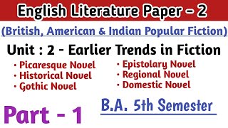 BA 5th semester English literature paper 2 unit 2 notes Earlier Trends in Fiction part 1 notes [upl. by Ilahtan]