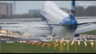 EXTREME LANDING silkway Boeing 747 terrifying HARD Landing at Amsterdam airport schiphol HD [upl. by Eixam822]