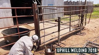 HANGING A GATE WITH 7018 UPHILL [upl. by Hiasi]