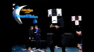 Mummenschanz 121896 Late Night with Conan OBrien Surreal Swiss Mask Theater Troupe 1996 NBC [upl. by Gay]