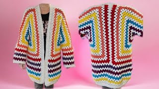 How To Crochet A Hexagon Cardigan FREE Pattern [upl. by Alyakam]