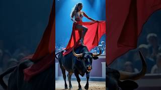 bullfighting this crazy bull tries to throw a girl on Americas Got Talent [upl. by Ahsiuqel]