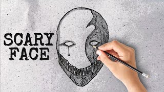 Unmasking Fear Sketching a Terrifying Face  Outline Method [upl. by Yecniuq]