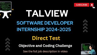 Talview Software Developer Internship Assessment Questions  Software Jobs  Direct Test itjobs [upl. by Yarised]