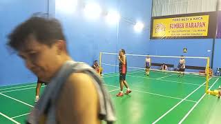 ipin upin lawan sahabat nya mawar OM GARONGOM AGUSPB SAYAP PB VS MANIA YampY BADMINTON HALL TELUK [upl. by Roeser503]