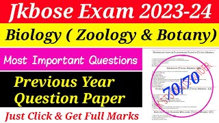 Jkbose Class 12th Biology  Last Hour Preparation  Guess Paper amp Previous Year Question Papers [upl. by Clem209]