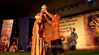 Rajasthani woman performing Bhavai dance during Durga Puja Celebration in CR Park [upl. by Aihsatsan]