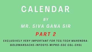 CALENDAR PART 2 TCS NQTINFOSYSWIPROGOLDMAN SACHSMINDTREECTS [upl. by Naitsirhc424]