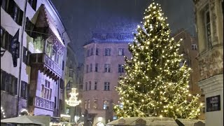 Innsbruck Austria Österreich 2023 November walking tour Christmas holiday market snow Goldenes Dachl [upl. by Hamforrd]