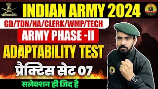 Indian Army 2024  Army Phase 2 Tyari  Adaptability Test 07  Army Adaptability Practice Set 2024 [upl. by Naawaj]