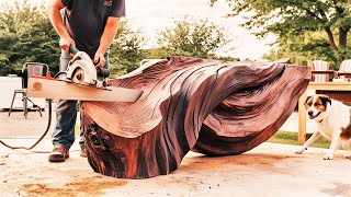 Turning a large tree stump into a work of art  The journey of a young carpenter [upl. by Desirea]