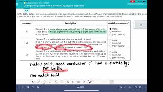 ALEKS Distinguishing a metal from a nonmetal by physical properties [upl. by Anomar]