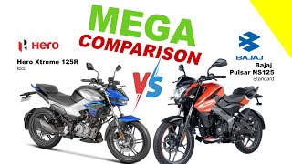 Hero Xtreme 125R vs Bajaj Pulsar NS125  MEGA COMPARISON  Bike Info [upl. by Akinimod]