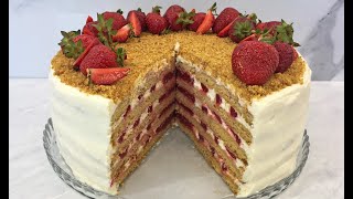 НОВИНКА МЕДОВИК  Медовый Торт с Клубникой Вкуснотища  Торт на Праздник  Strawberry Honey Cake [upl. by Dow]