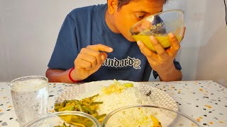 ASMR EATING Delicious Veg Eating 😋👌Mix dal Rice Beans bhujiya  Spicy 🔥 Aalu gobhi Saag [upl. by Tahpos]