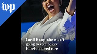 Cardi B wasn’t going to vote before Harris entered race [upl. by Akimert360]