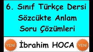 6 Sınıf Türkçe Sözcükte Anlam 1 [upl. by Andres]