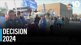 Voters waiting in long lines in Hampton New Hampshire [upl. by Fronniah234]