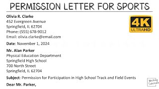 How To Write Permission Letter for Sports with Sample and Explanation  Writing Tutorials [upl. by Eltsyrc]