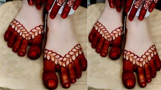 Simple Mehndi Design For Feet  Easy Mehndi Design For Legs  Bridal Foot Mehndi Design 2023 [upl. by Onaicul566]