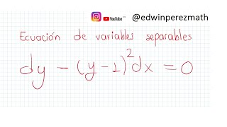 46 Ecuación diferencial de variables separables dyy12dx0 [upl. by Legnaleugim]