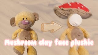 Plushie makeover ep1 │ Mushroom clay face plushie 🍄 [upl. by Cecilio]