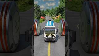 Mix Colour Buses amp Semi Cargo Truck vs Bollards crash shorts beamngdrive shortsvideo [upl. by Atis]