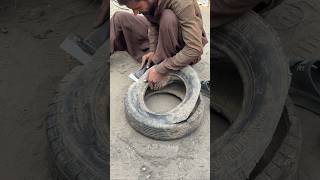 Tyre Cutting Handmade Techniques Process [upl. by Atteuqcaj]