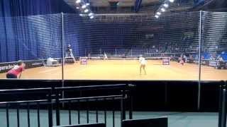 Carina Witthoeft service  return game vs Garbine Muguruza Blanco  Porsche Tennis Grand Prix 2013 [upl. by Eynenihc720]