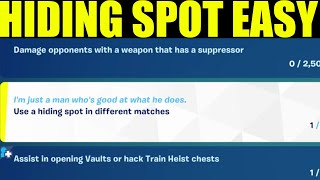 use a hiding spot in different matches  Fortnite [upl. by Ailedamla]