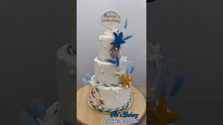 Torta scenografica 3 piani tema marehandmadecakedesign mareconchiglie cakedecoratinghomemade [upl. by Eceinhoj]