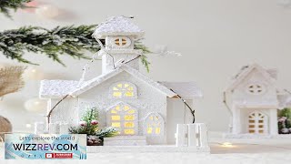 led lighting falling snow Christmas house cabin decoration ornaments small house scene Review [upl. by Bernadette]