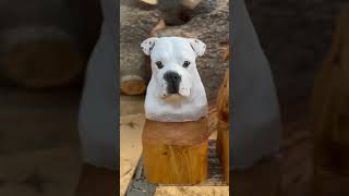 NATURAL VS PAINTED Chainsaw carved Bulldog Busts Which do you prefer [upl. by Marjory847]