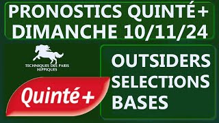 PRONOSTIC ET BASE QUINTÉ DU DIMANCHE 10 NOVEMBRE 2024  PLAT  R1C5  SAINTCLOUD [upl. by Ingeborg]