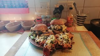 Sargents kitchen Veggie burger amp cheesy chivey sweet potato Part 5Done 🍻🥂👍😋🍺🍔 [upl. by Leoni]