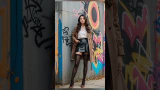 Street Fashion beautiful girls in leather skirts and tights [upl. by Ingmar142]