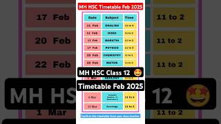 MH HSC Timetable Feb 2025  MH class 12 board exam timetable 2025  class 12 timetable 2025 hsc [upl. by Cassandre]