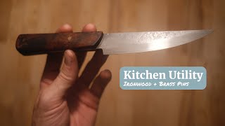 Kitchen utility knife w Ironwood handle  KNIFEMAKING [upl. by Azmah]