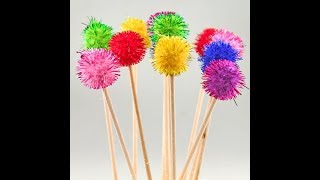 How to make pom pom stick  Join with pom poms  Easy Tutorial [upl. by Anec]