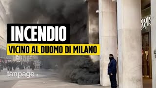 Incendio vicino al Duomo di Milano paura tra i cittadini quotAbbiamo visto il fuoco salire dal bassoquot [upl. by Smoht863]