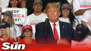 President Trump gets distracted by a fly during rally speech in New Mexico [upl. by Aleusnoc160]