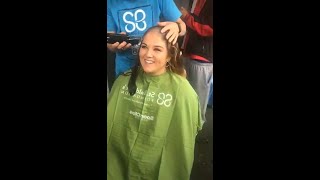 CHARITY HEADSHAVE Beautiful young girl getting short buzzcut for charity [upl. by Ecyarg]