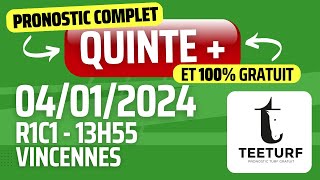 Pronostic teeturf PMU Quinté du jour GRATUIT  04 Janvier 2024  R1C1  13h55  Vincennes [upl. by Wilona]