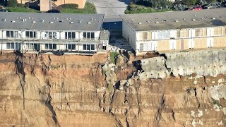 WATCH Pacifica Coastal Erosion Caught on Drone Video [upl. by Atnes470]