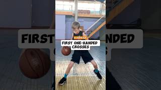 First OneHanded Crosses at 8 years old ballislifeyouth youthbasketball basketballshorts [upl. by Enoitna]