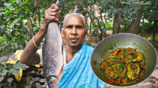 Grandmother Cooking Katla Fish Curry Recipe  FISH RECIPE  Grandmother Cooking Village Style [upl. by Nezah]