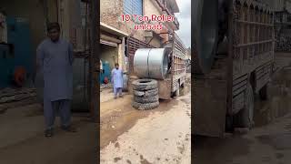 Very Dangerous 10 Ton Roller unload without Lifter amazingtalentautomobileconstructionlife [upl. by Annoirb]