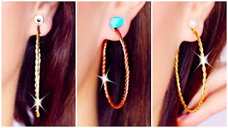 Easy DIY Twisted Hoop Earrings How To Make Earrings Fast And Easily [upl. by Heddy]