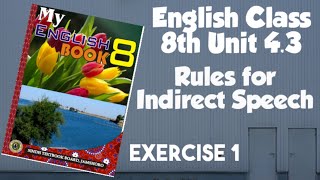 English Class 8th Unit 43 Rules for Indirect Speech  Exercise 1 [upl. by Dicky]