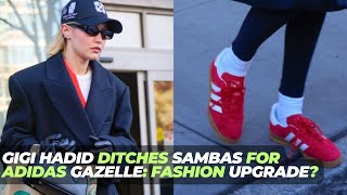 Gigi Hadid Ditches Sambas for Adidas Gazelle Fashion Upgrade [upl. by Vallie994]